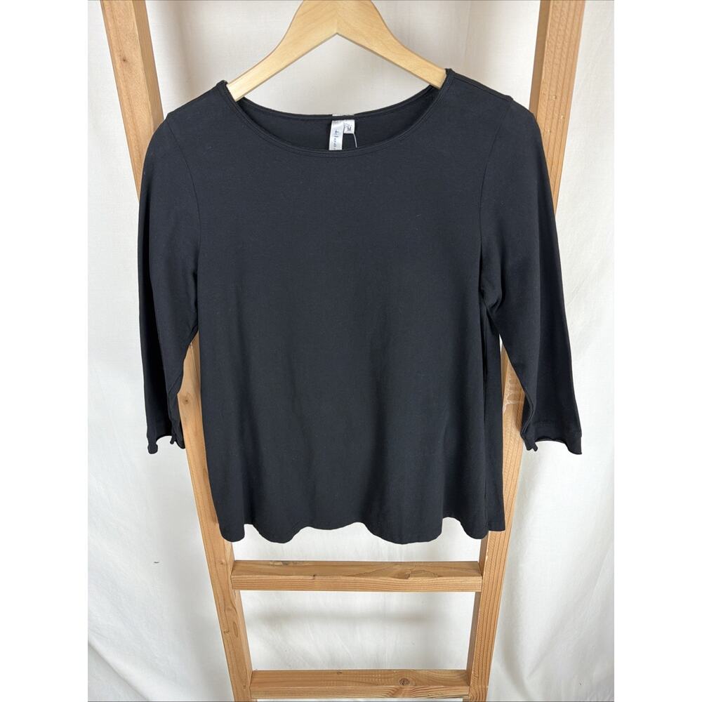 NWT Kleen Black 3/4 Sleeve Cotton Blend Swing Top #0835 3X